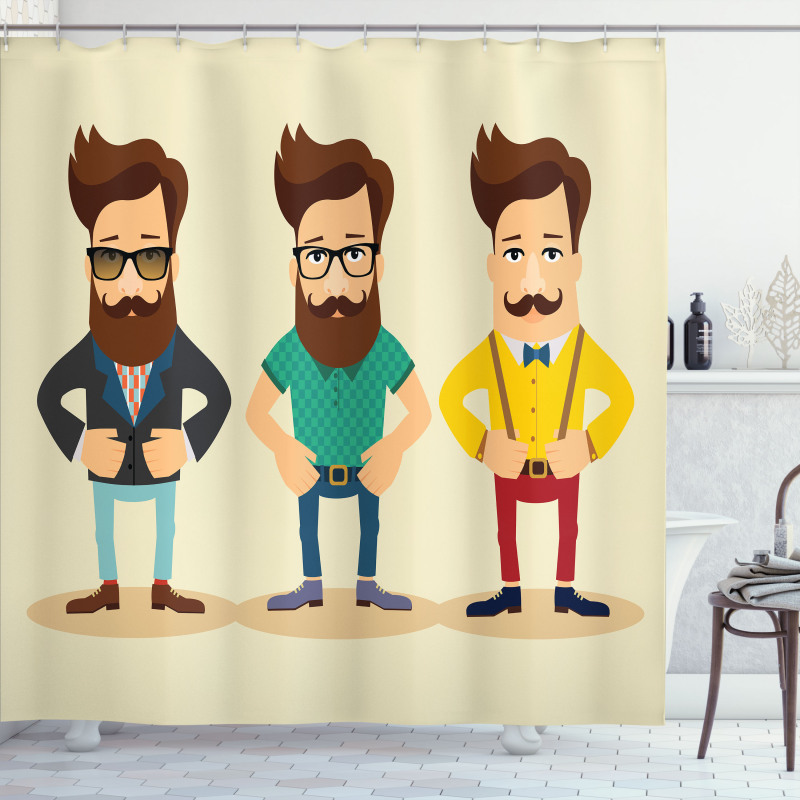 Men Hipster Fashion Sketch Shower Curtain