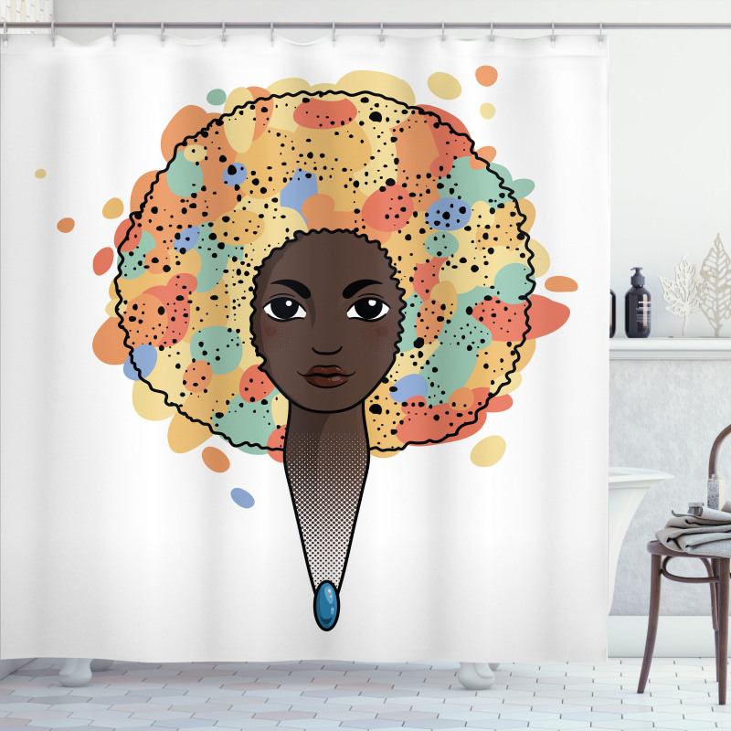 Woman with Luxuriant Hair Shower Curtain