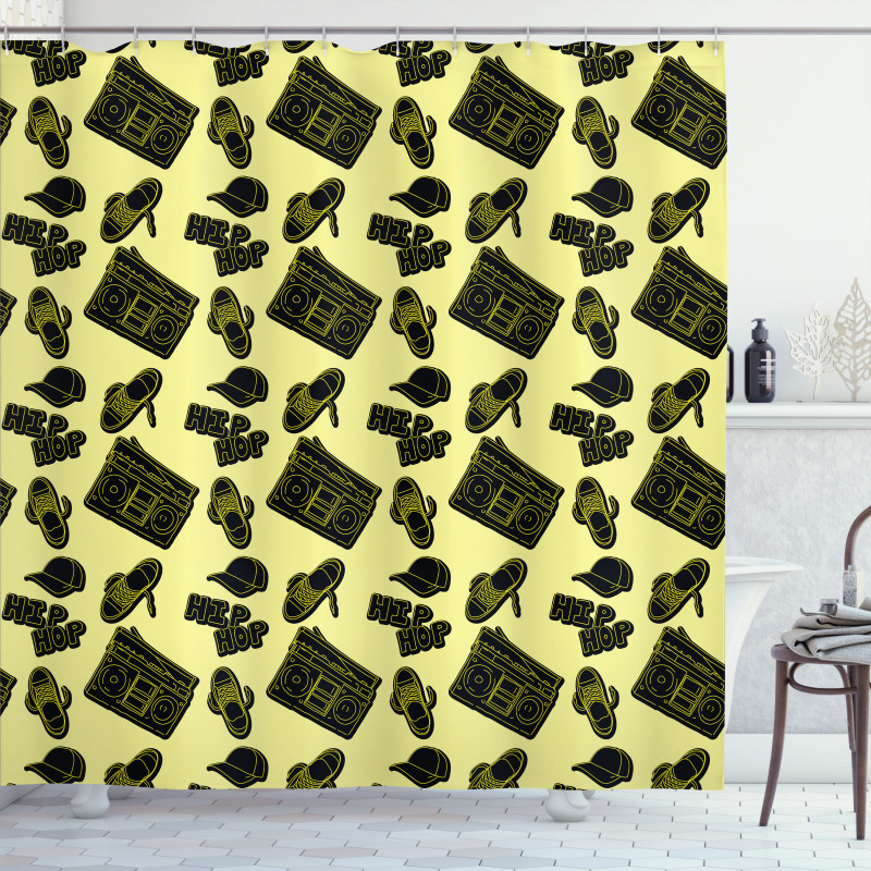 Subculture Theme Print Shower Curtain