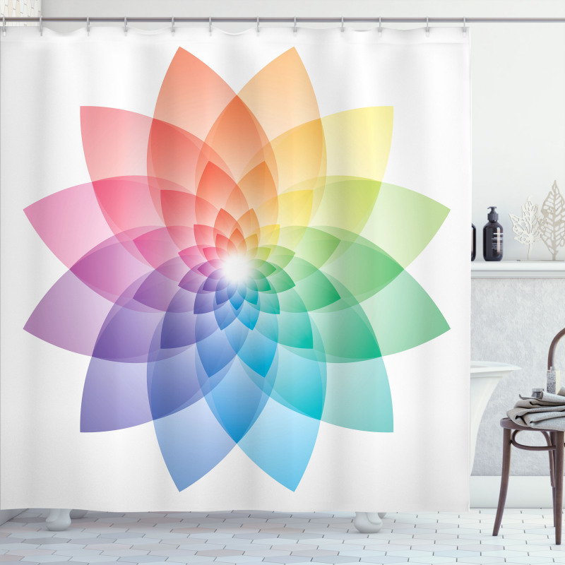 Rainbow Tones Petal Shower Curtain