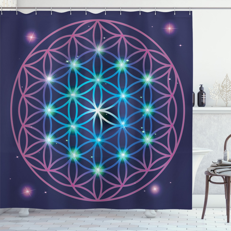 Ombre Flower of Life Shower Curtain