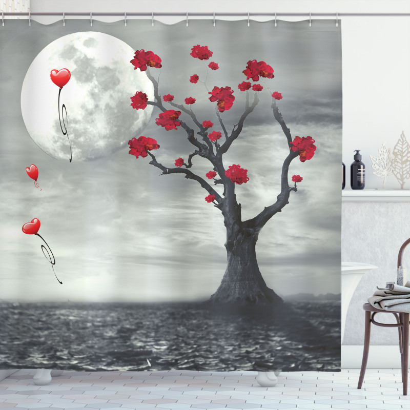 Romantic Full Moon Night Shower Curtain