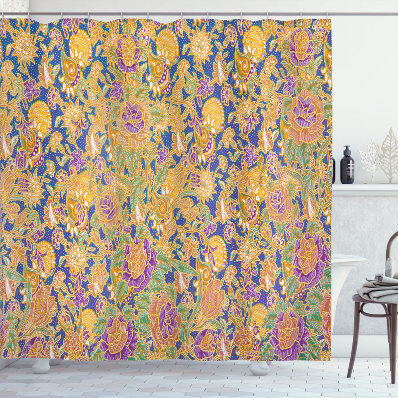 Graphic Indonesian Batik Shower Curtain