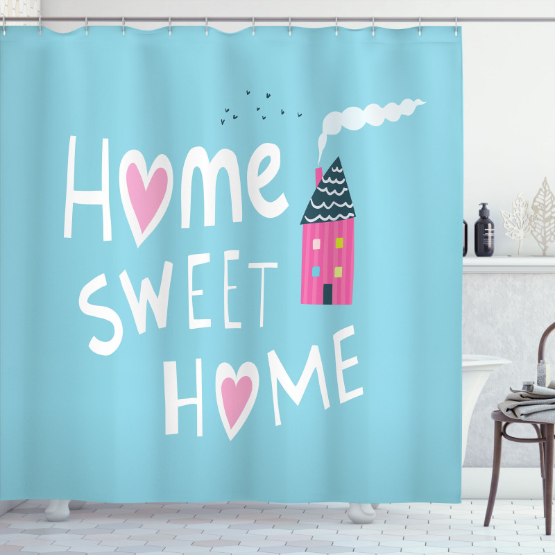 Graphic House and Chimney Shower Curtain