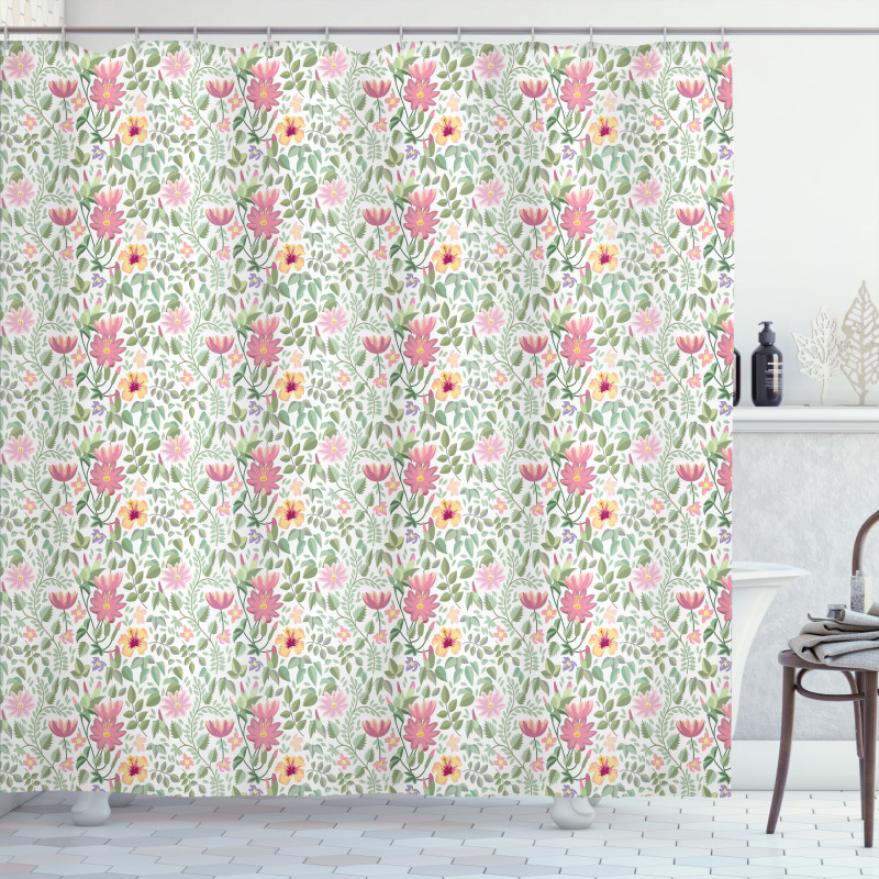 Wildflower Botanic Theme Shower Curtain