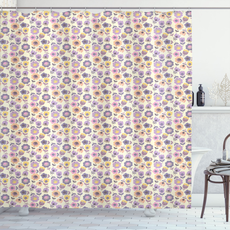 Graphic Tulip and Daisy Shower Curtain