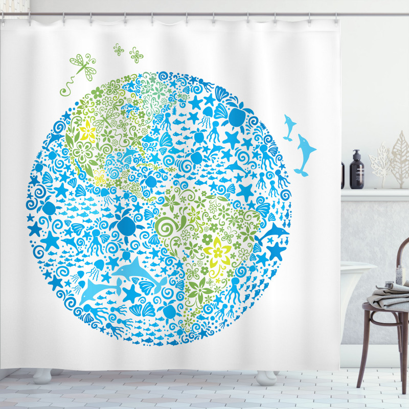 Planet Ecology Theme Shower Curtain