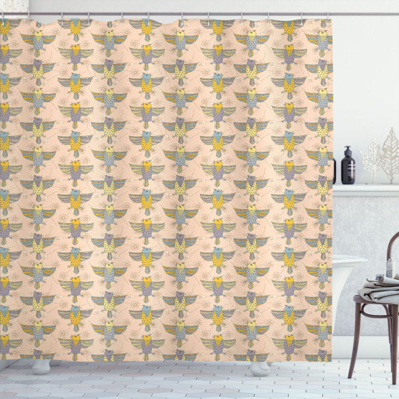 Multilayer Winged Birds Shower Curtain