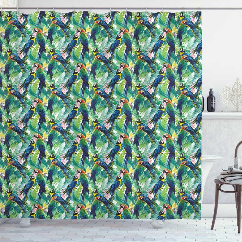 Scarlet Macaw Parrots Shower Curtain
