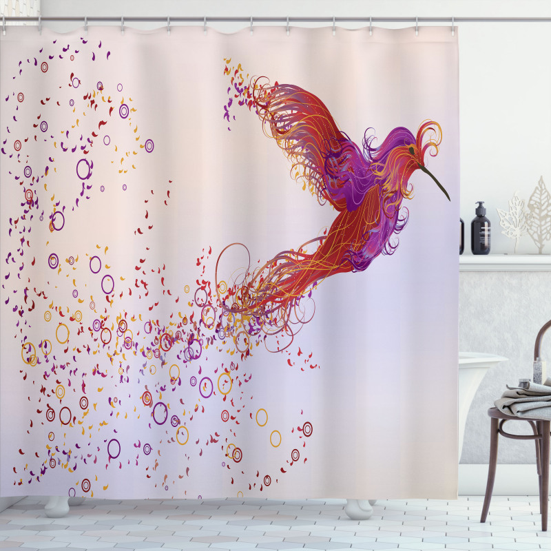 Curly Feather Hummingbird Shower Curtain