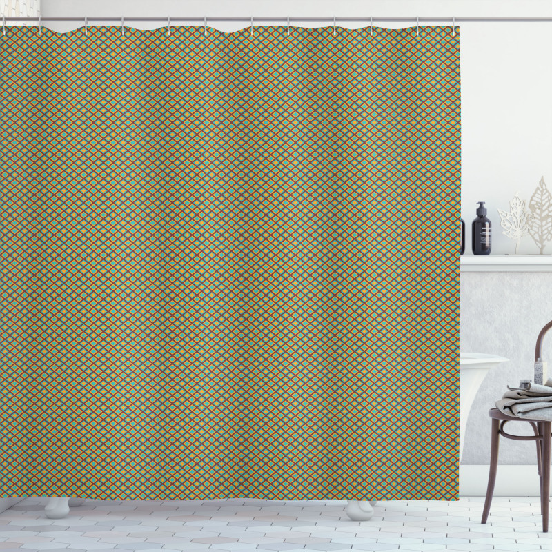 Simple Rhombus Cells Tile Shower Curtain