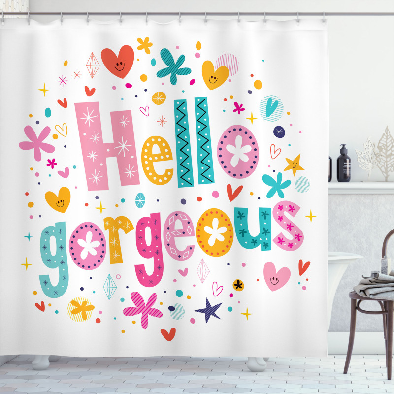 Girl Theme Words Shower Curtain