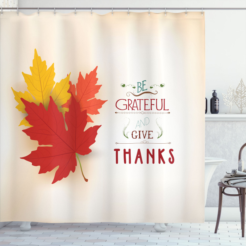 Maple Leaves with Phrase Shower Curtain