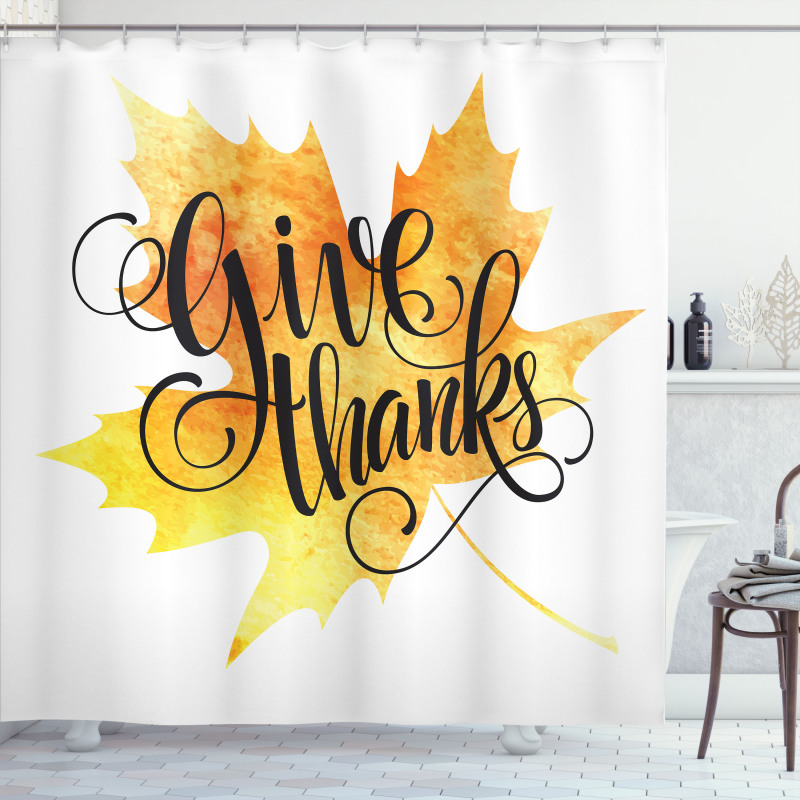 Autumn Leaf with Phrase Shower Curtain