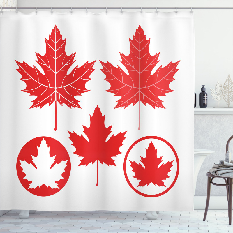 Canadian Flag Motifs Shower Curtain