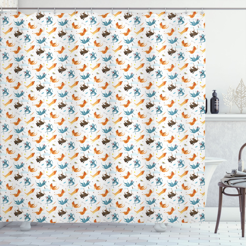 Hungry Funny Flying Dogs Shower Curtain