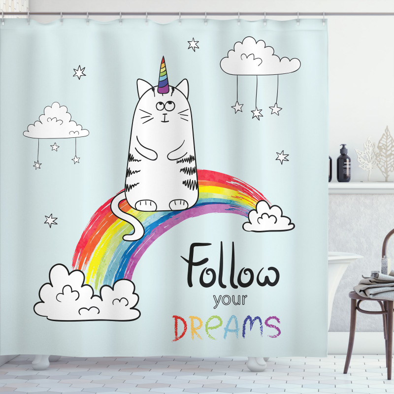 Follow Your Dreams Rainbow Shower Curtain