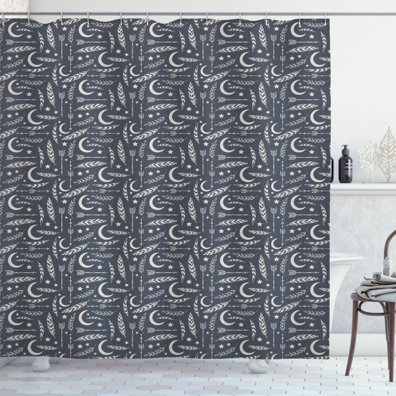 Arrows Stars Crescent Moon Shower Curtain