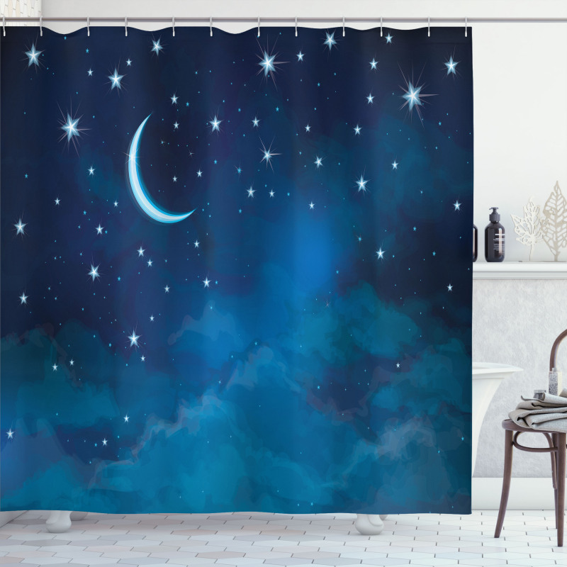 Watercolor Night Sky Shower Curtain