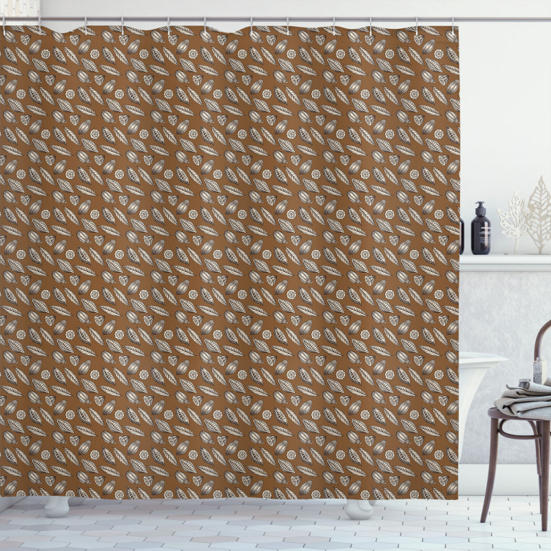 Cocoa Beans Leaves Shower Curtain