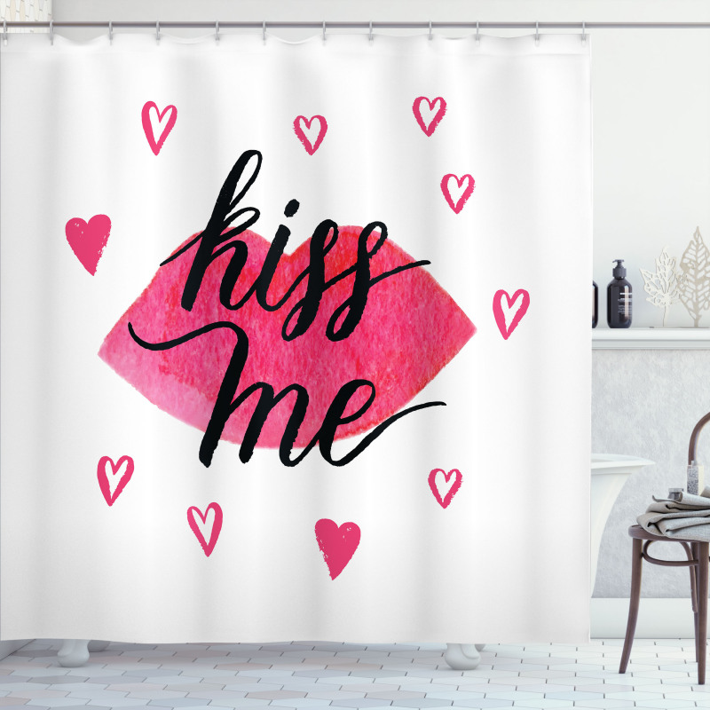 Grunge Hearts Lipstick Shower Curtain