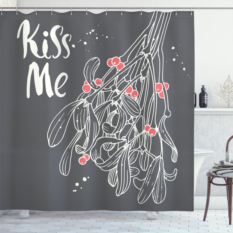 Mistletoe Sketch Noel Shower Curtain