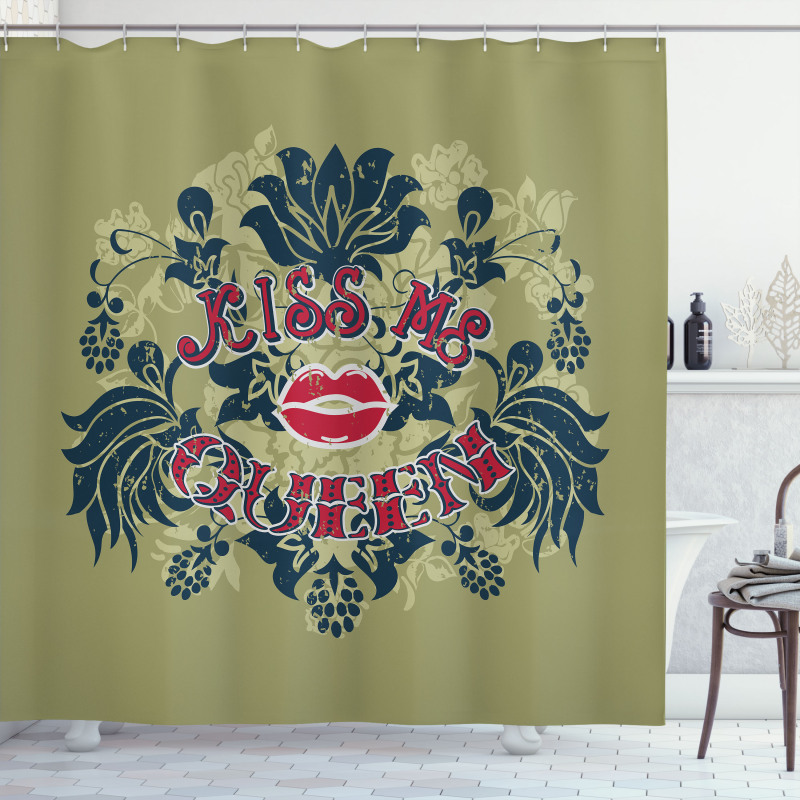 Words Flower and Leaf Shower Curtain