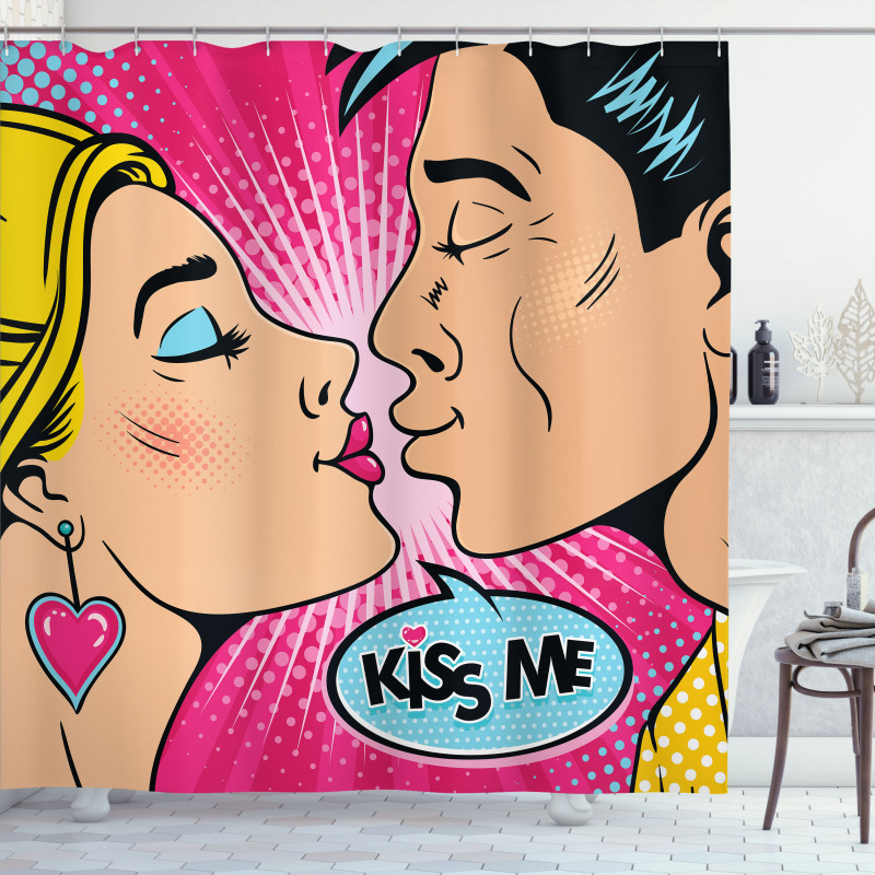 Young Pop Art Couple Shower Curtain