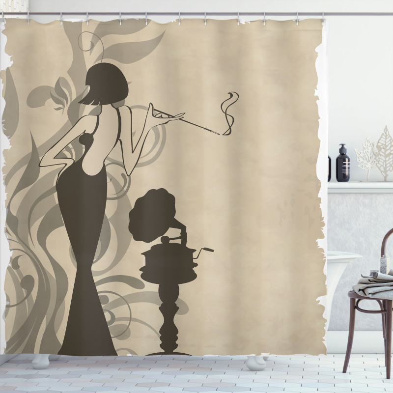 Smoker Girl Retro Shower Curtain