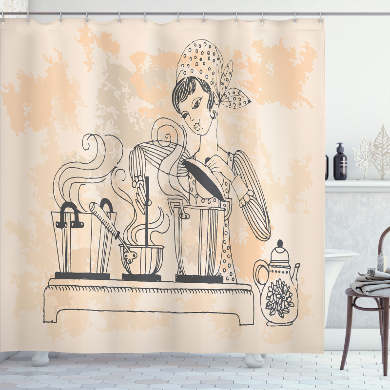 Housewife Cooking Shower Curtain