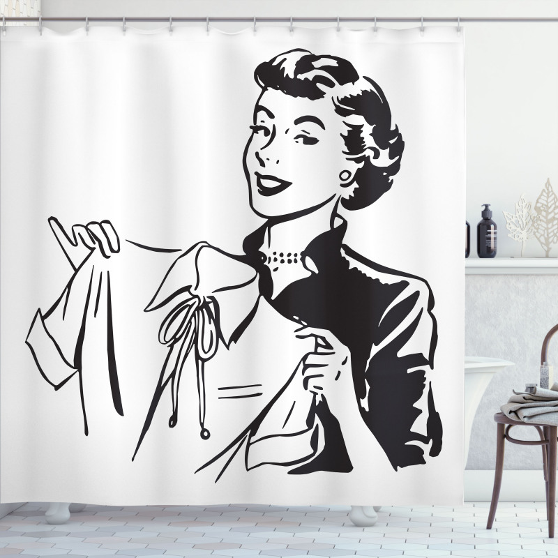 Lady with Blouse Shower Curtain