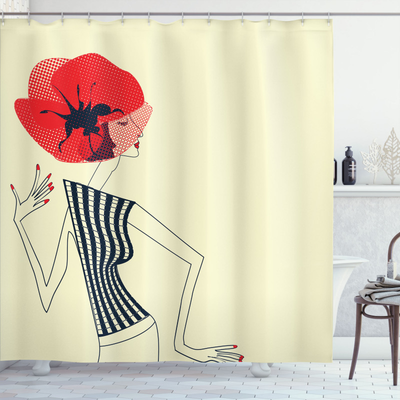 Doodle Girl Poppy Shower Curtain