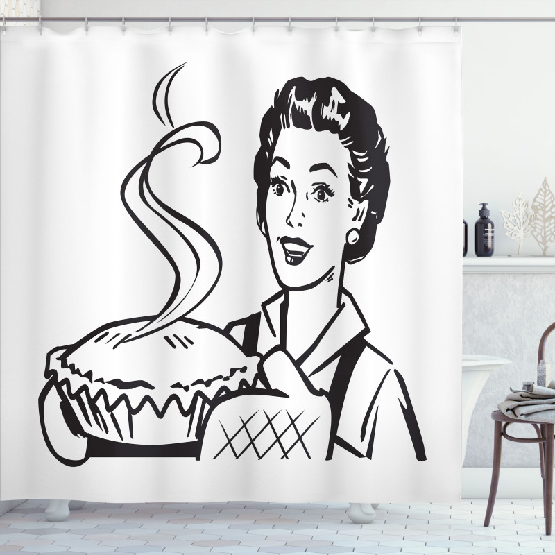 Wife Bakes Pie Shower Curtain