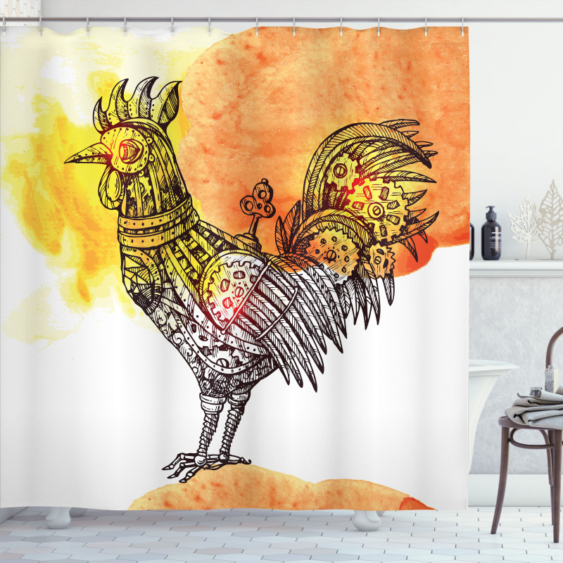 Mechanical Rooster Shower Curtain
