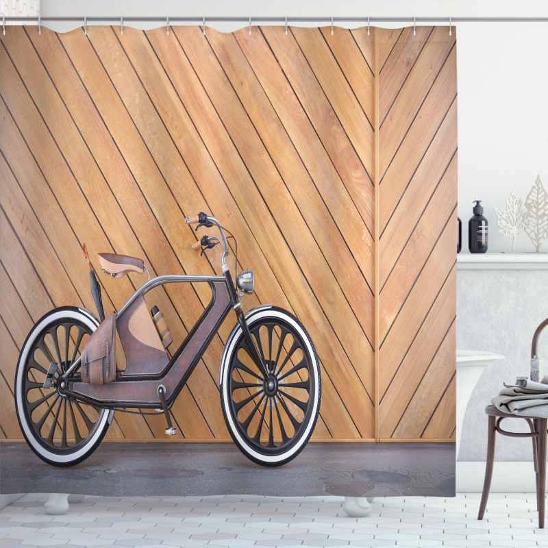 Vintage Bicycle Wall Shower Curtain