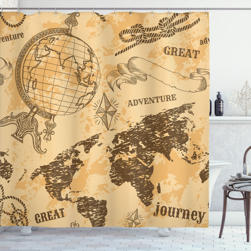World Map Rope Knots Shower Curtain
