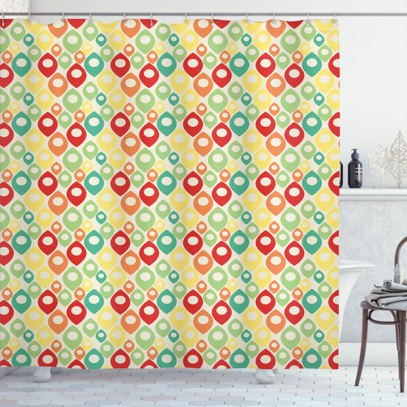 Colorful Shapes Print Shower Curtain