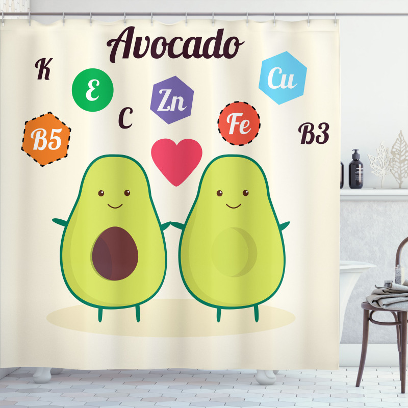 Funny Food Vitamins Shower Curtain