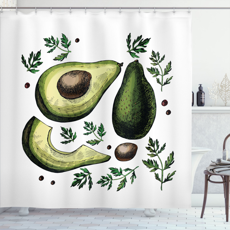 Tropical Fruit Elements Shower Curtain