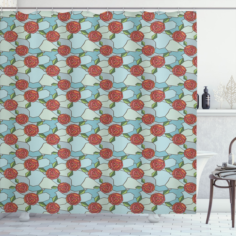 Stained Glass Rose Shower Curtain