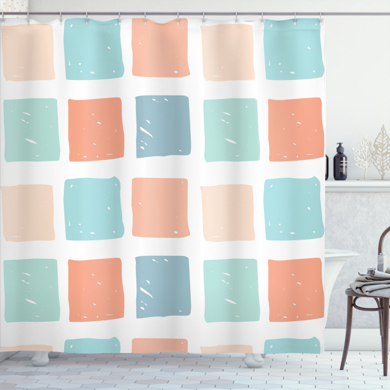 Pale Mosaic Squares Shower Curtain