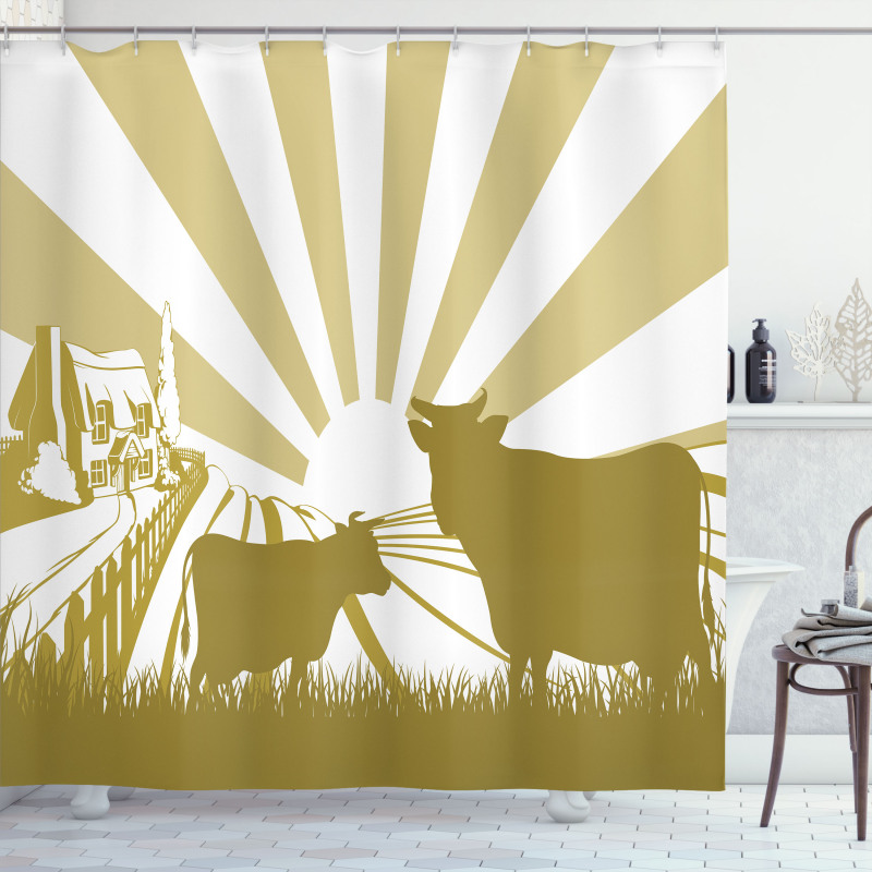 Idyllic Cottage Theme Shower Curtain