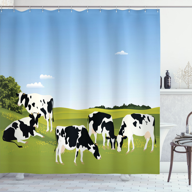 Graphic Domestic Cows Shower Curtain