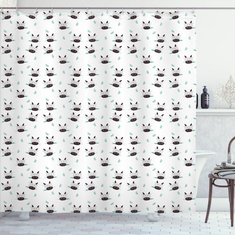 Cow Heads Chewing Grass Shower Curtain