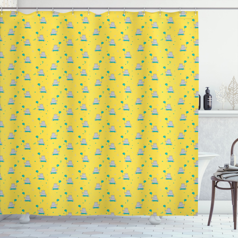 Little Smiling Hippo Shower Curtain