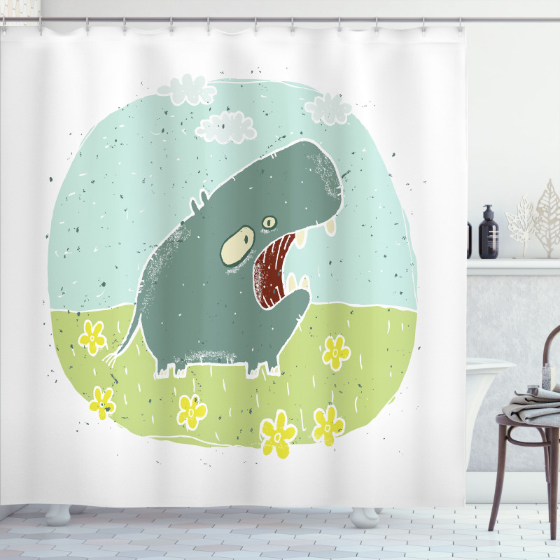 Roaring Hippo Clouds Shower Curtain