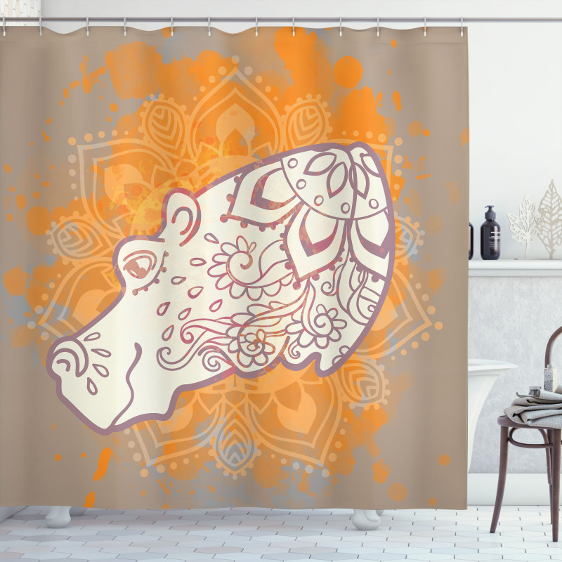 Hippo Design Floral Motifs Shower Curtain