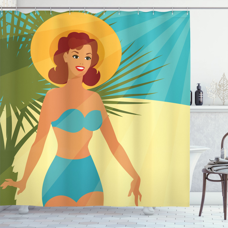 1950s Style Bikini Shower Curtain