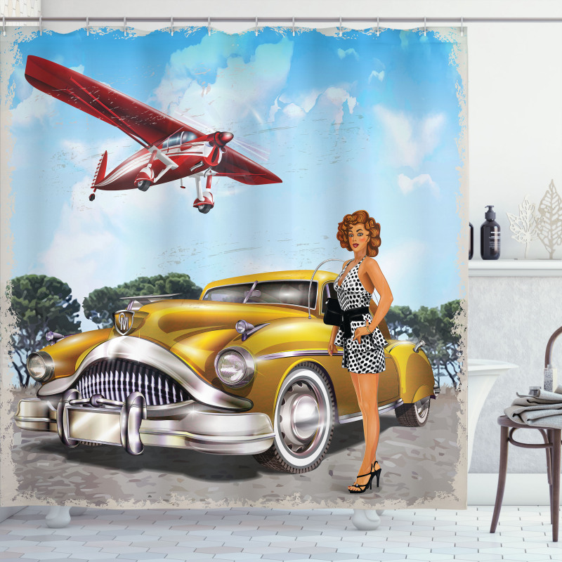 Vintage Biplane Shower Curtain