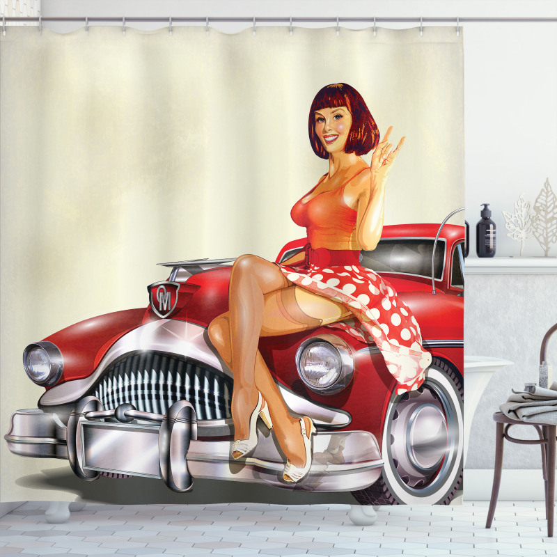 Classic Retro Car Shower Curtain